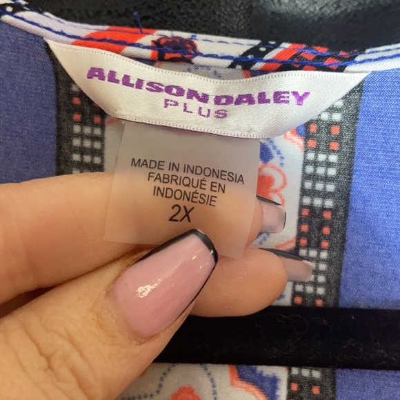 AllisonDaley 2X Polyester Bohemian Style Print Blouse Floral/Paisley/Stripe - Picture 2 of 2